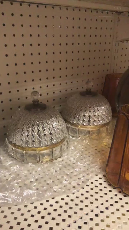Antique Crystal Beaded Basket Shade