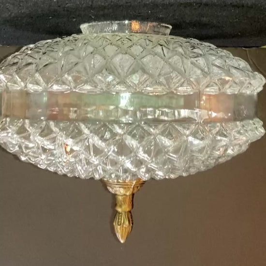 1970s Diamond-Cut Glass Light Shade | Ceiling Light Shade