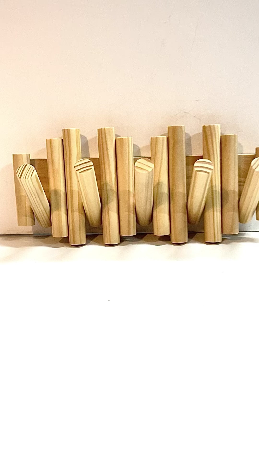 Picket Rail Coat Rack. Fold the 5 pickets up or down for convenience.