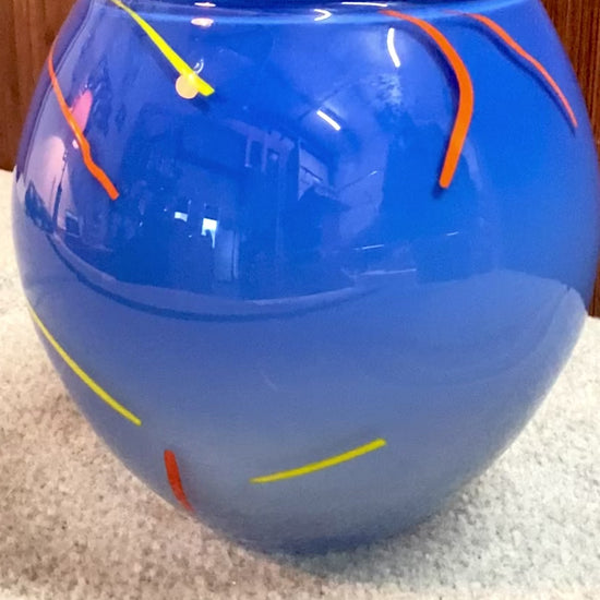 Blue Art Glass Studio Vase