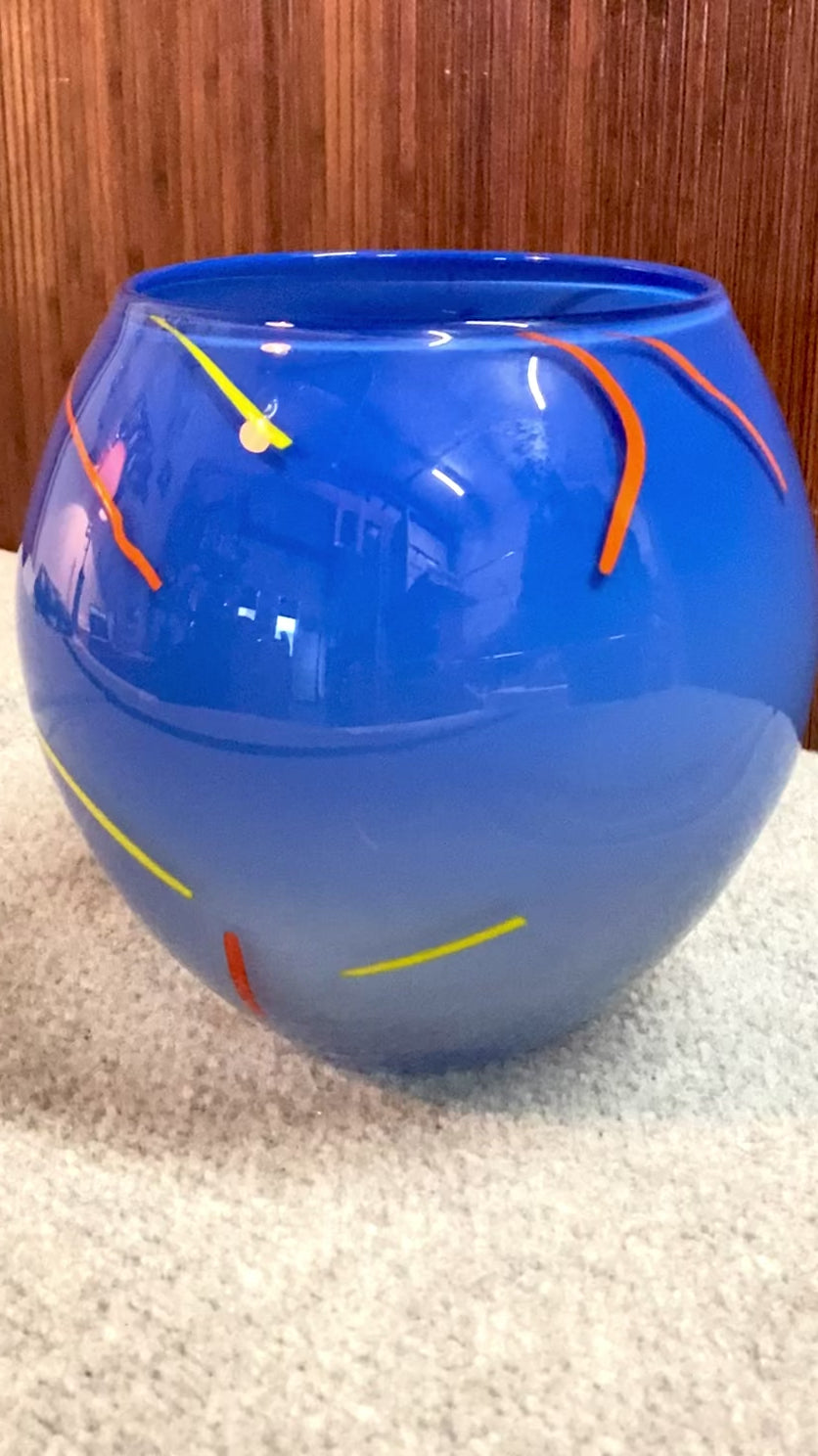Blue Art Glass Studio Vase