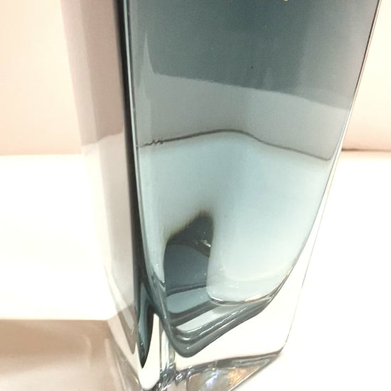 Triangular Blue Polish Glass Vase