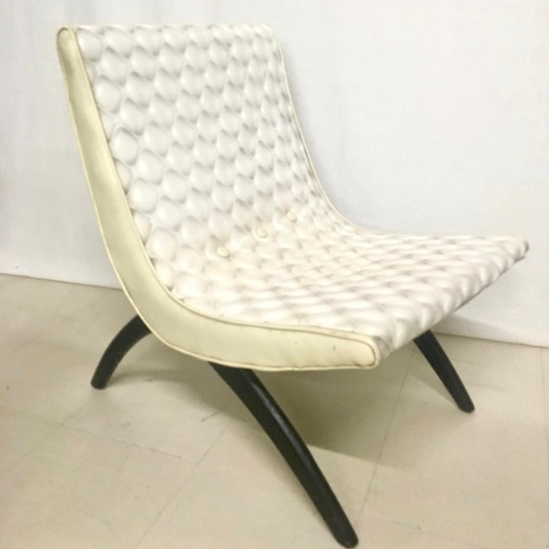 Textured White Vinyl Scoop Chair