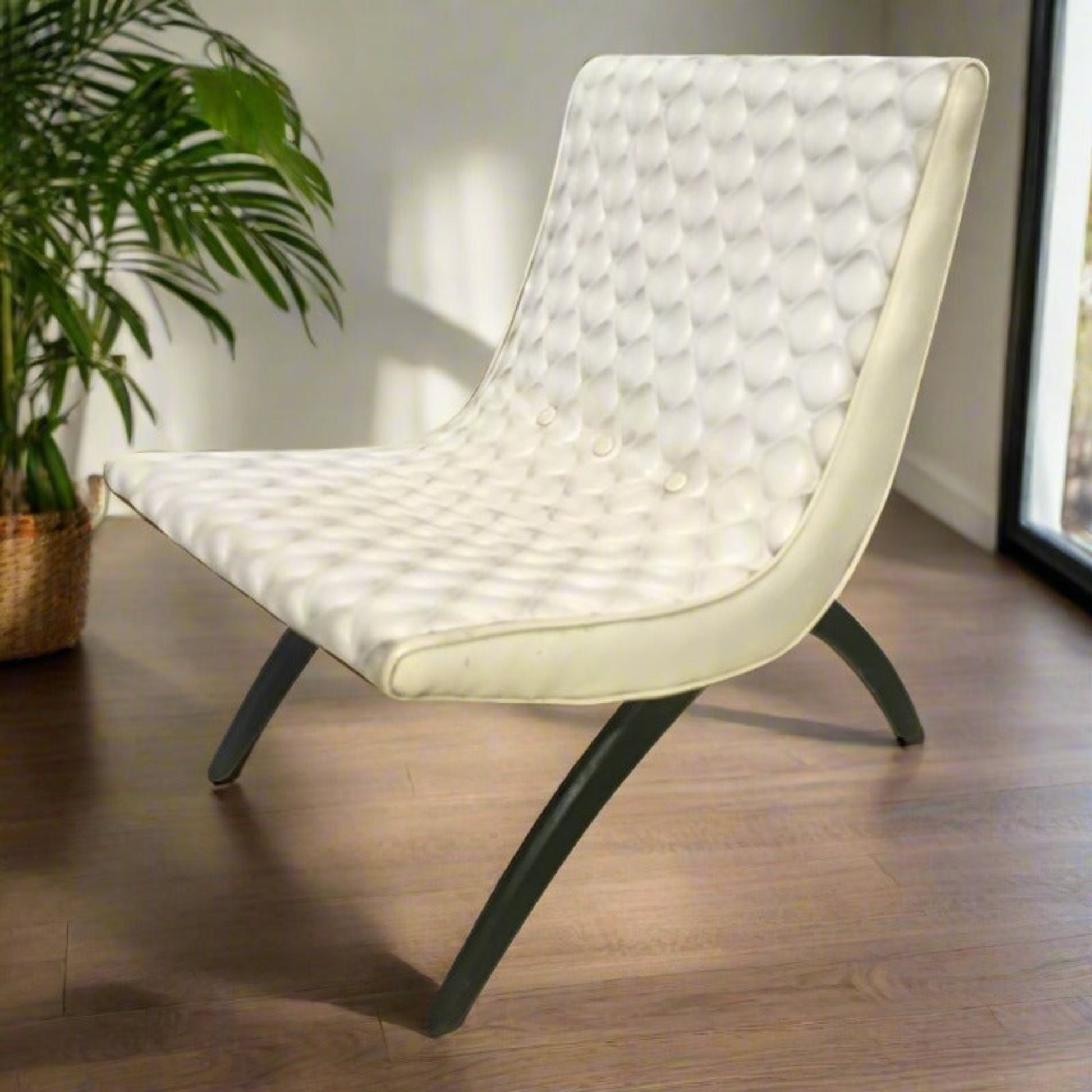 Textured White Vinyl Scoop Chair