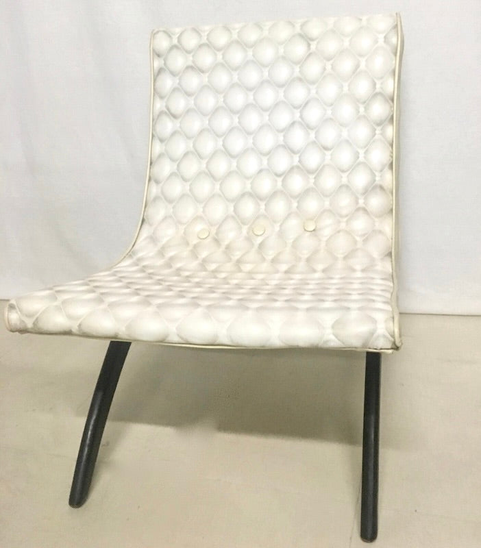 Textured White Vinyl Scoop Chair