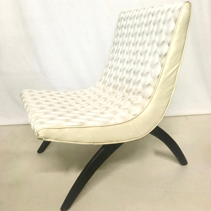 Textured White Vinyl Scoop Chair