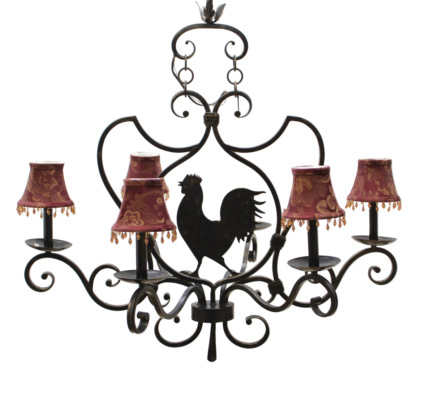 tic Wrought Iron Rooster Chandelier - 6-Light French Country Farmhouse Fixture