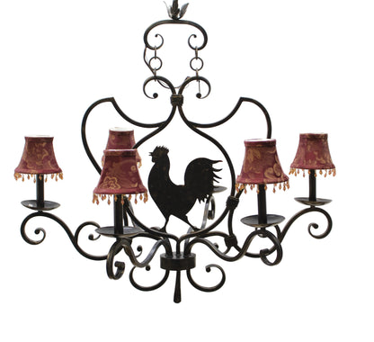 tic Wrought Iron Rooster Chandelier - 6-Light French Country Farmhouse Fixture