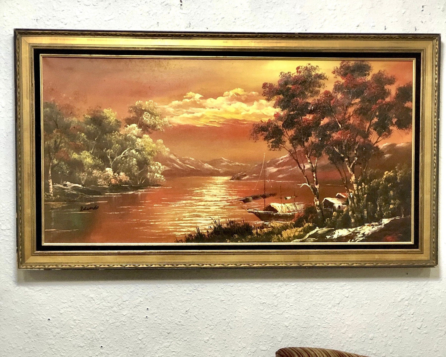 Large Framed Landscape Oil Painting