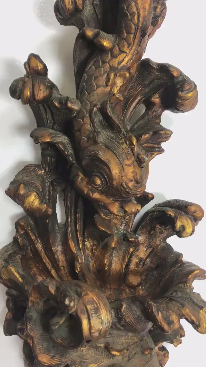 Large Vintage Koi Wall Planter