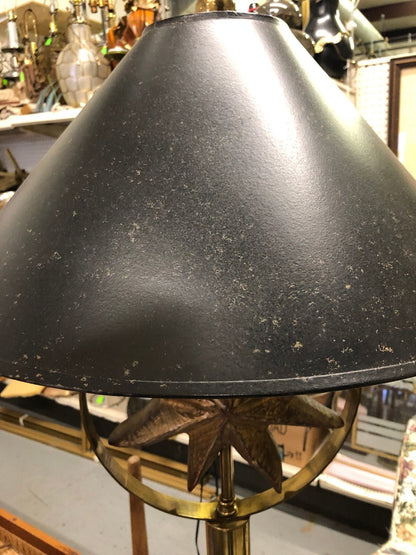Gilt Wood Starfish & Brass Bamboo Floor Lamp by Hart Associates