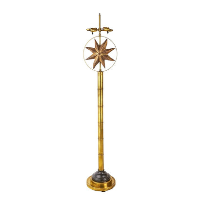 Gilt Wood Starfish & Brass Bamboo Floor Lamp by Hart Associates