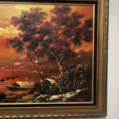 Large Framed Landscape Oil Painting