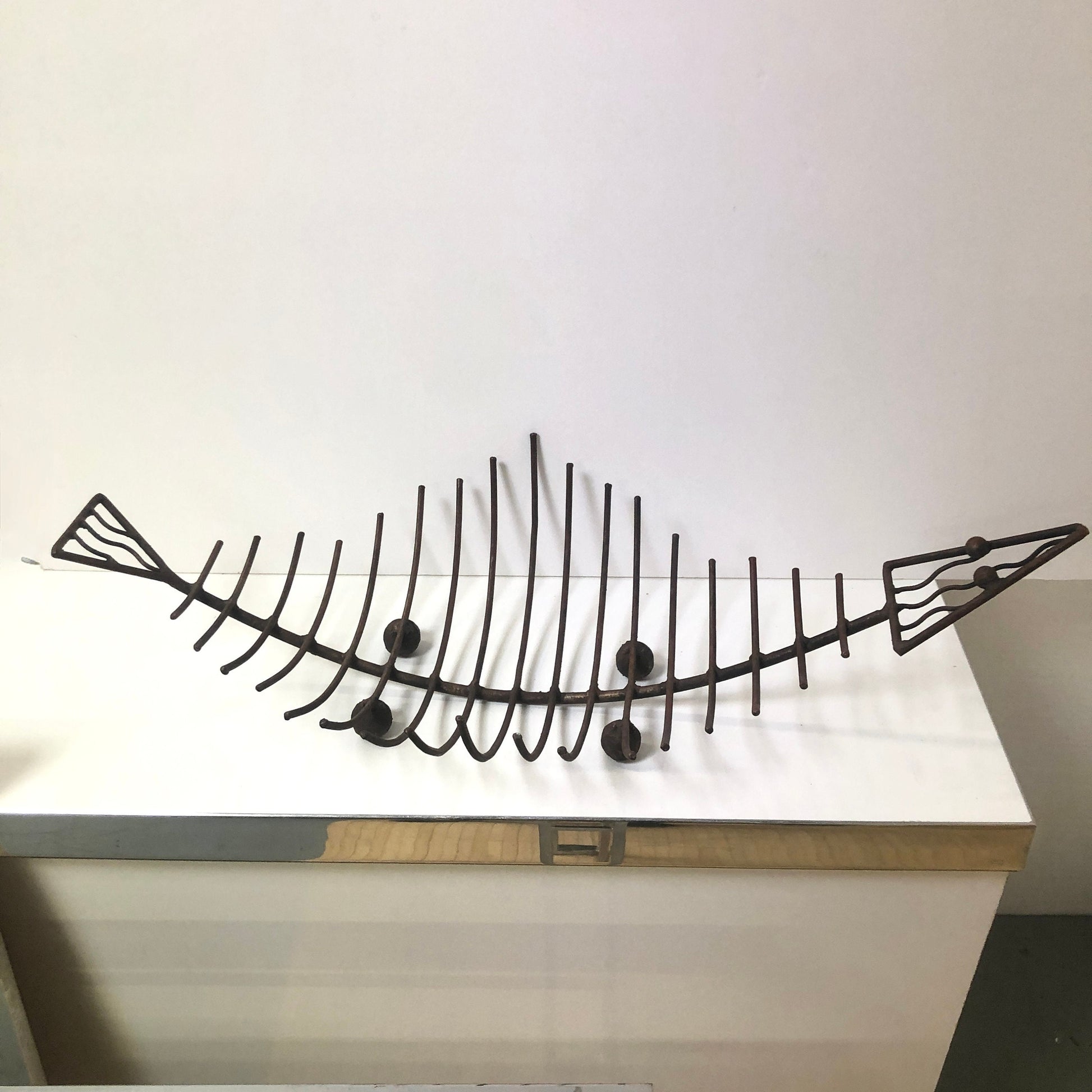 Large Modernist Iron Lizard Log Holder Basket