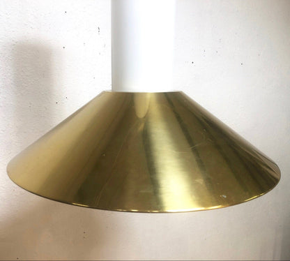 Large Murano Vistosi Glass Pendant Light with Brass Shade