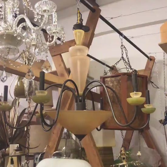 Huge Geometric Post Modern 6-arm Chandelier