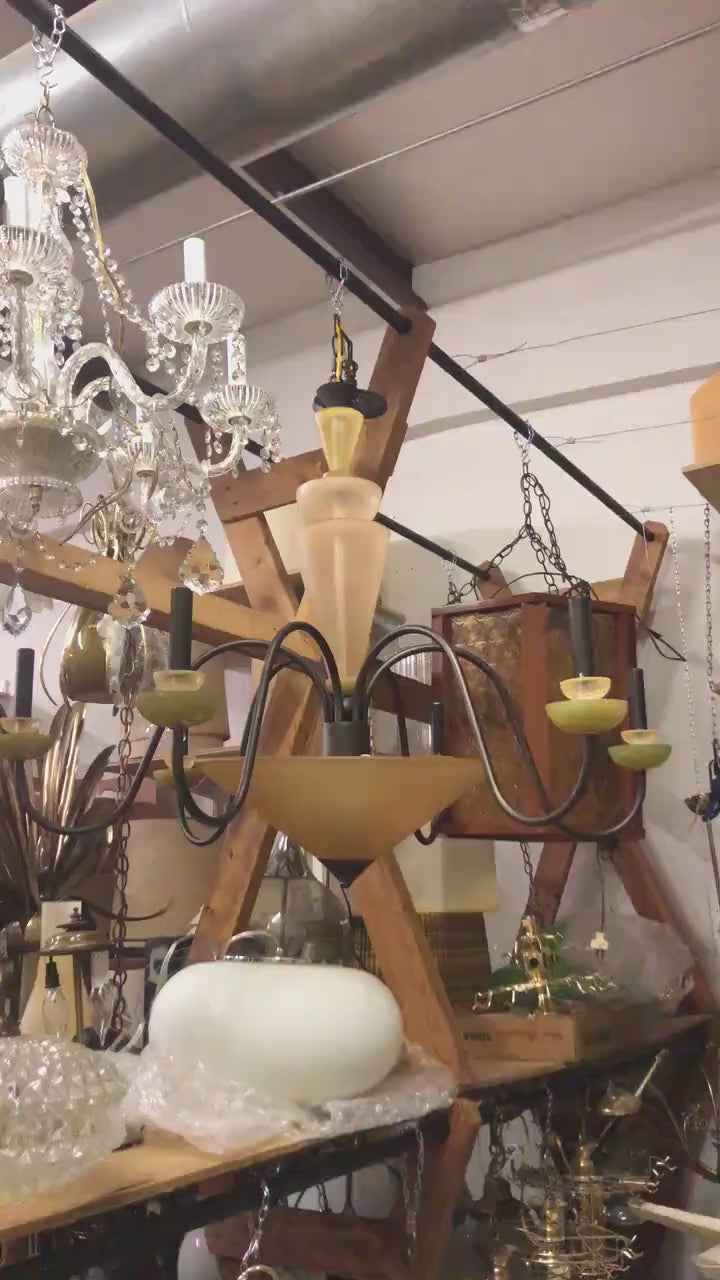 Huge Geometric Post Modern 6-arm Chandelier