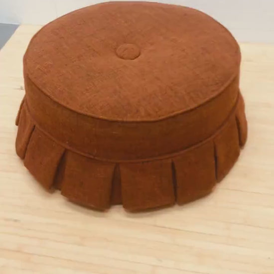 Round Vintage Orange Ottoman