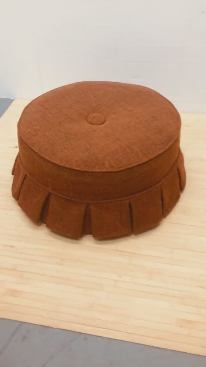 Round Vintage Orange Ottoman