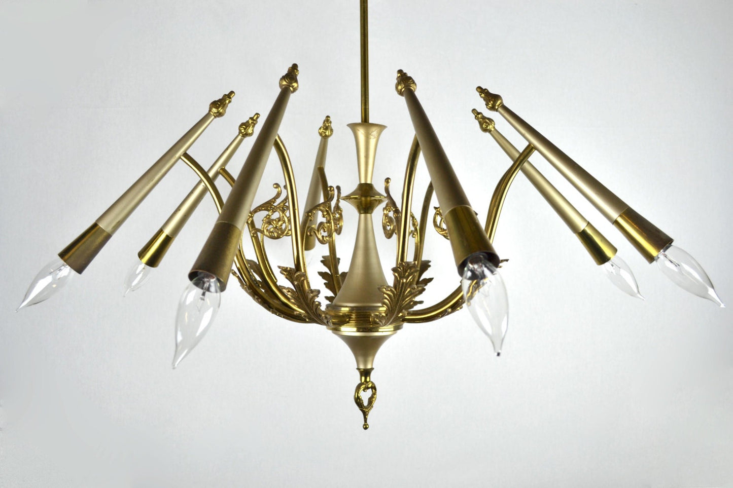 8-Light Brass Bullet Light Chandelier