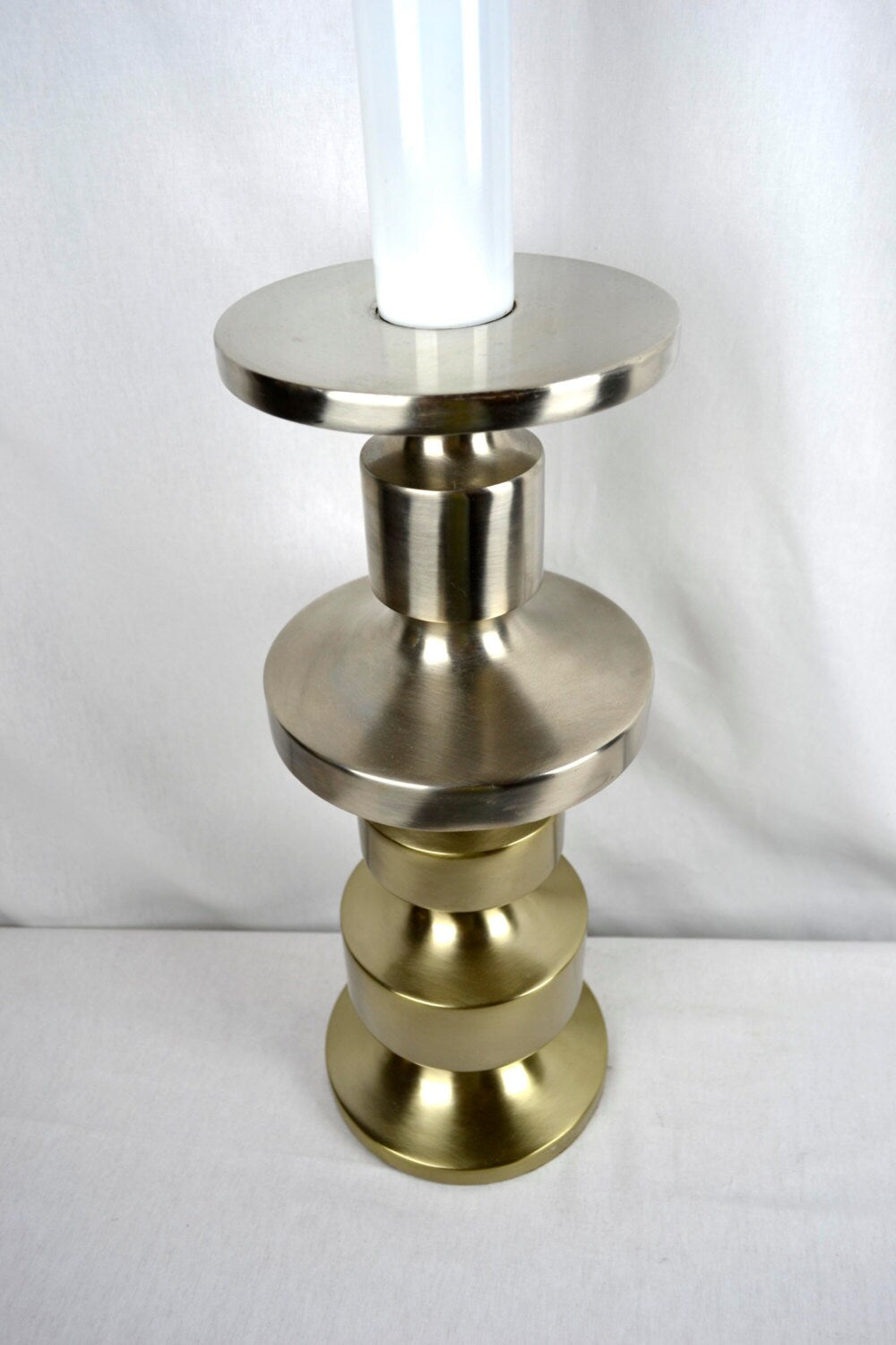 Brushed Chrome Modern Candlestick Lamp 