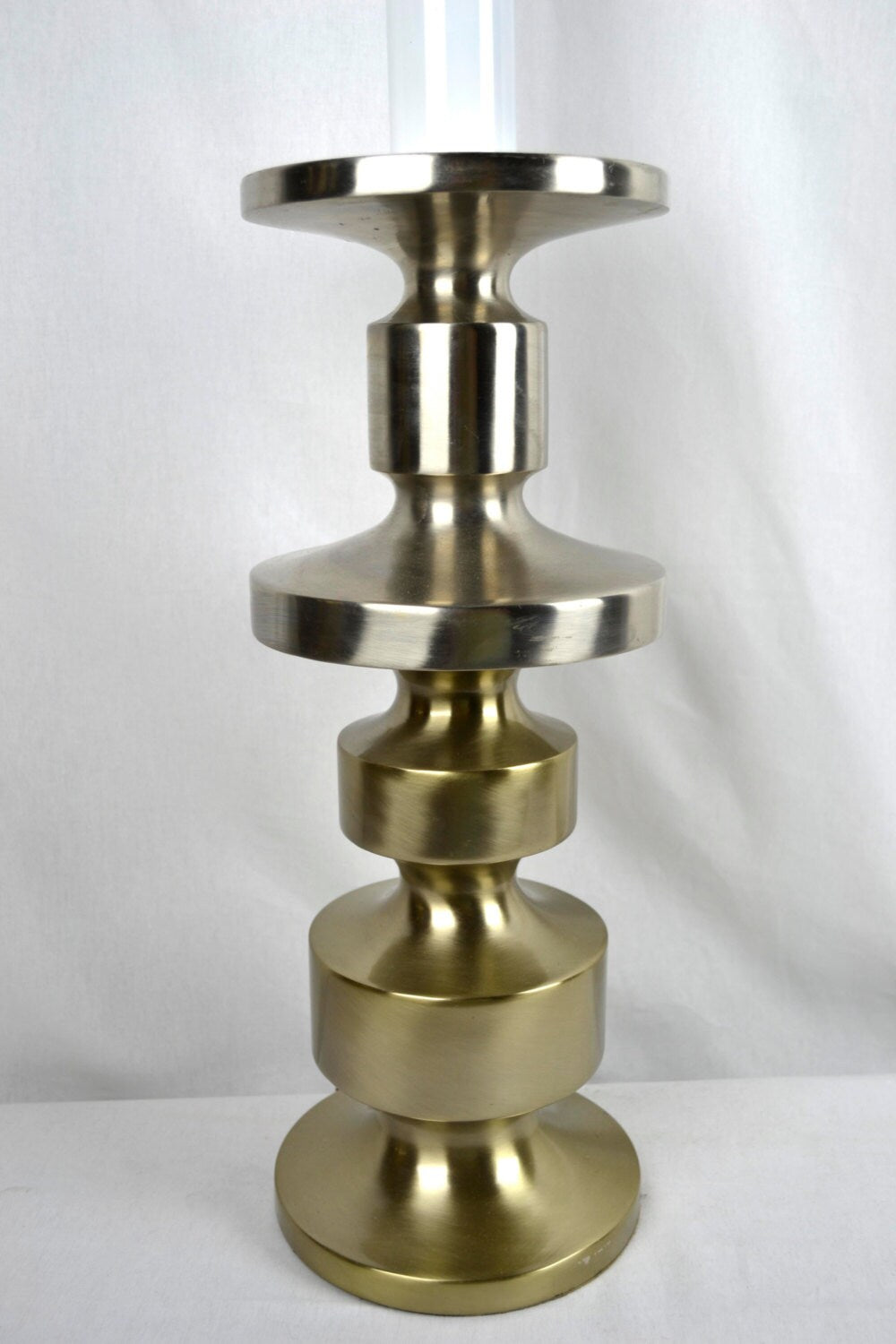 Brushed Chrome Modern Candlestick Lamp 