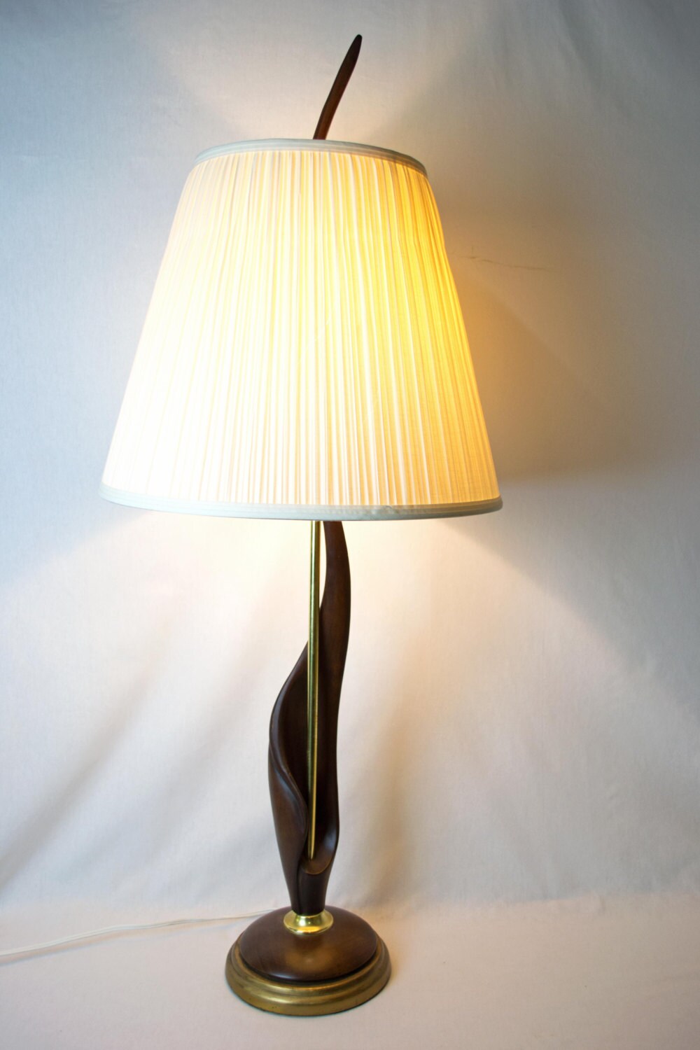 Mid Century Modern Sculptural Wood Table Lamp