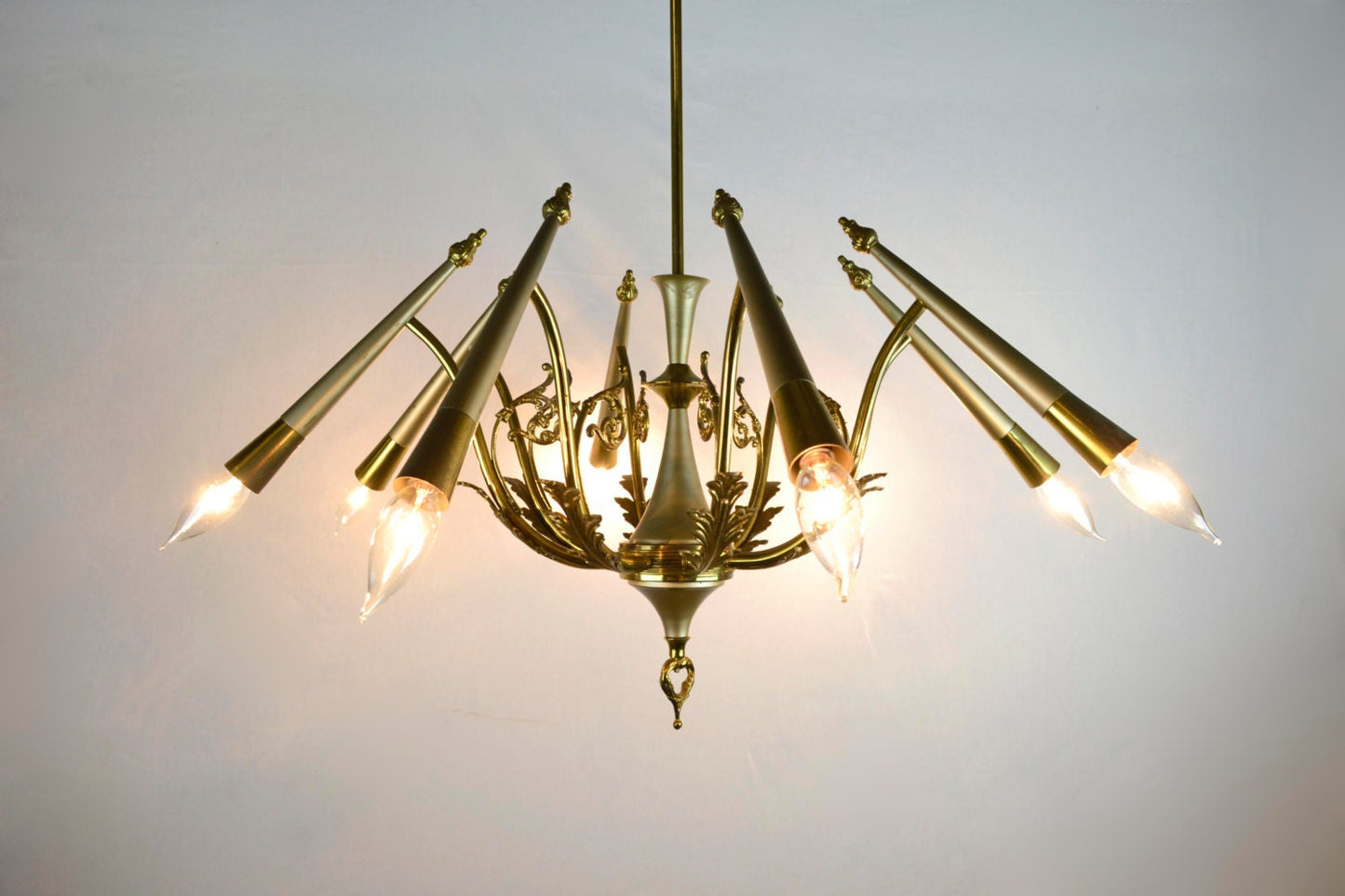 8-Light Brass Bullet Light Chandelier
