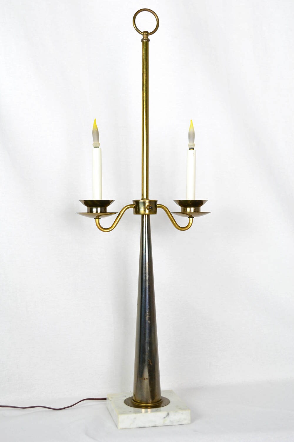 Candlestick Table Lamp Marble & Brass