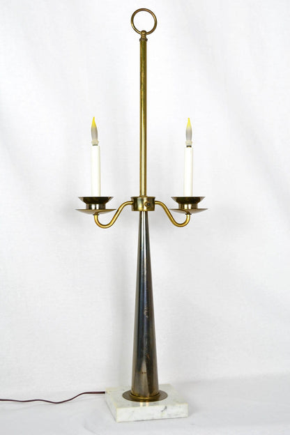 Candlestick Table Lamp Marble & Brass