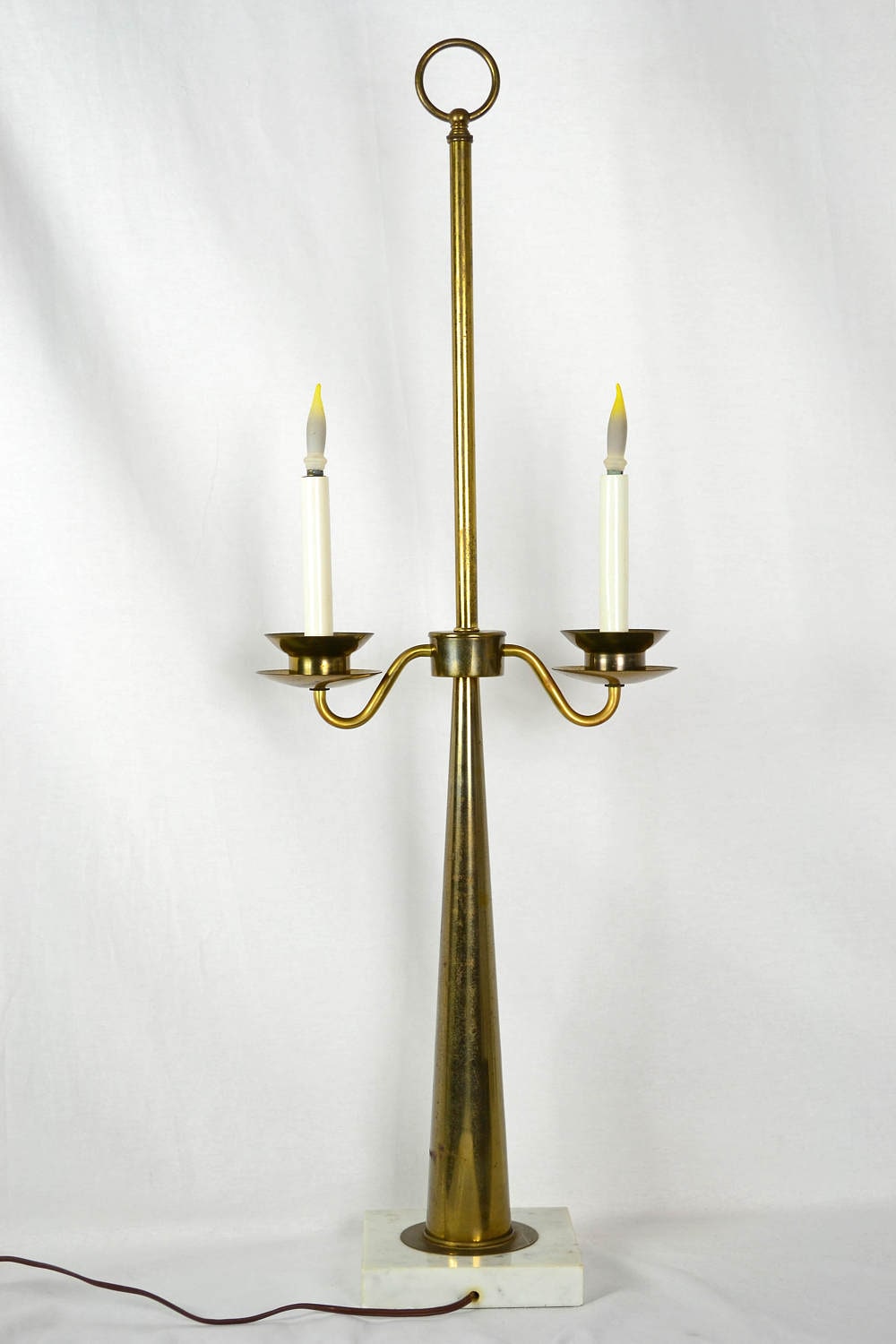Candlestick Table Lamp Marble & Brass
