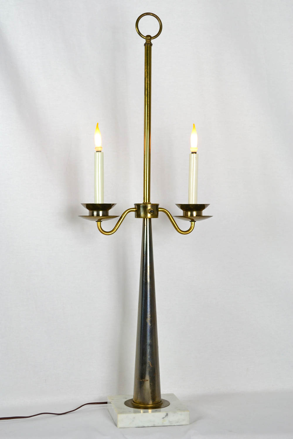 Candlestick Table Lamp Marble & Brass