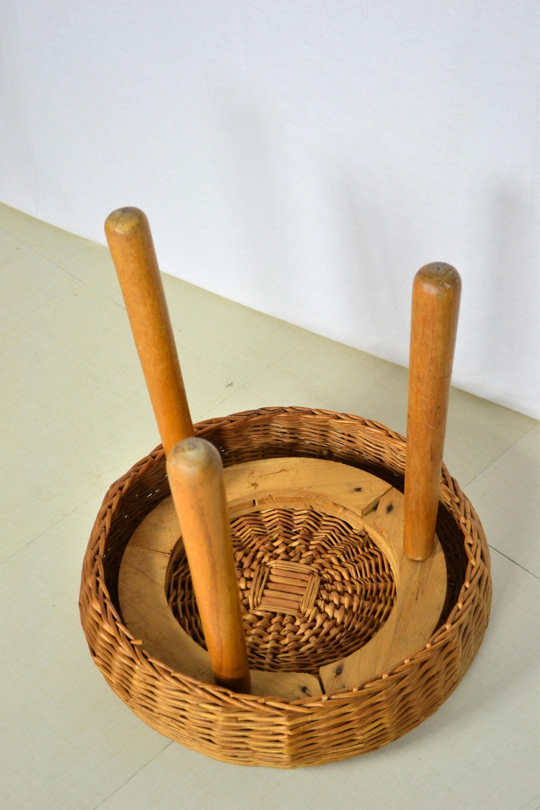 Wicker Tripod Stool Tony Paul