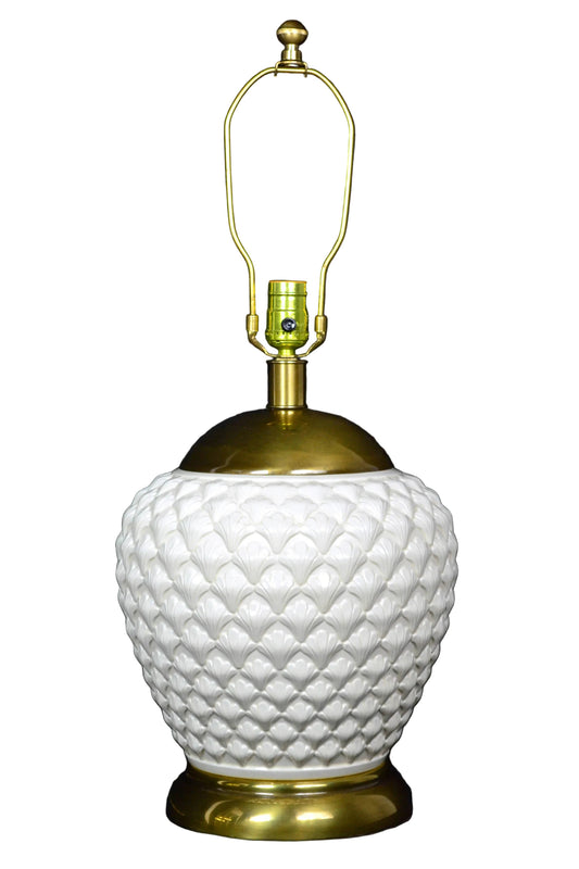  White Beehive Shaped Table Lamps by Frederick Cooper