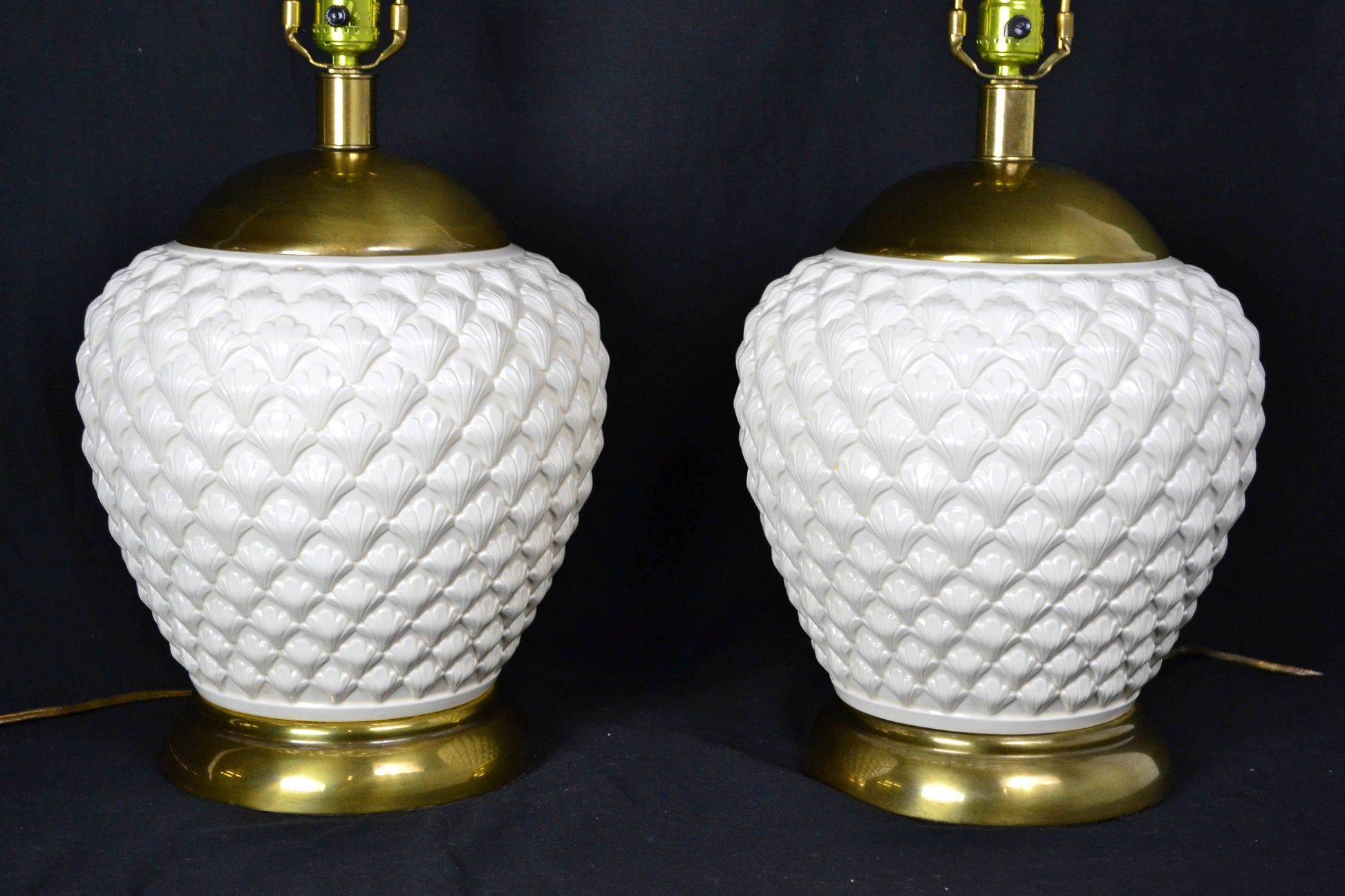 PAIR White Beehive Table Lamps by Frederick Cooper