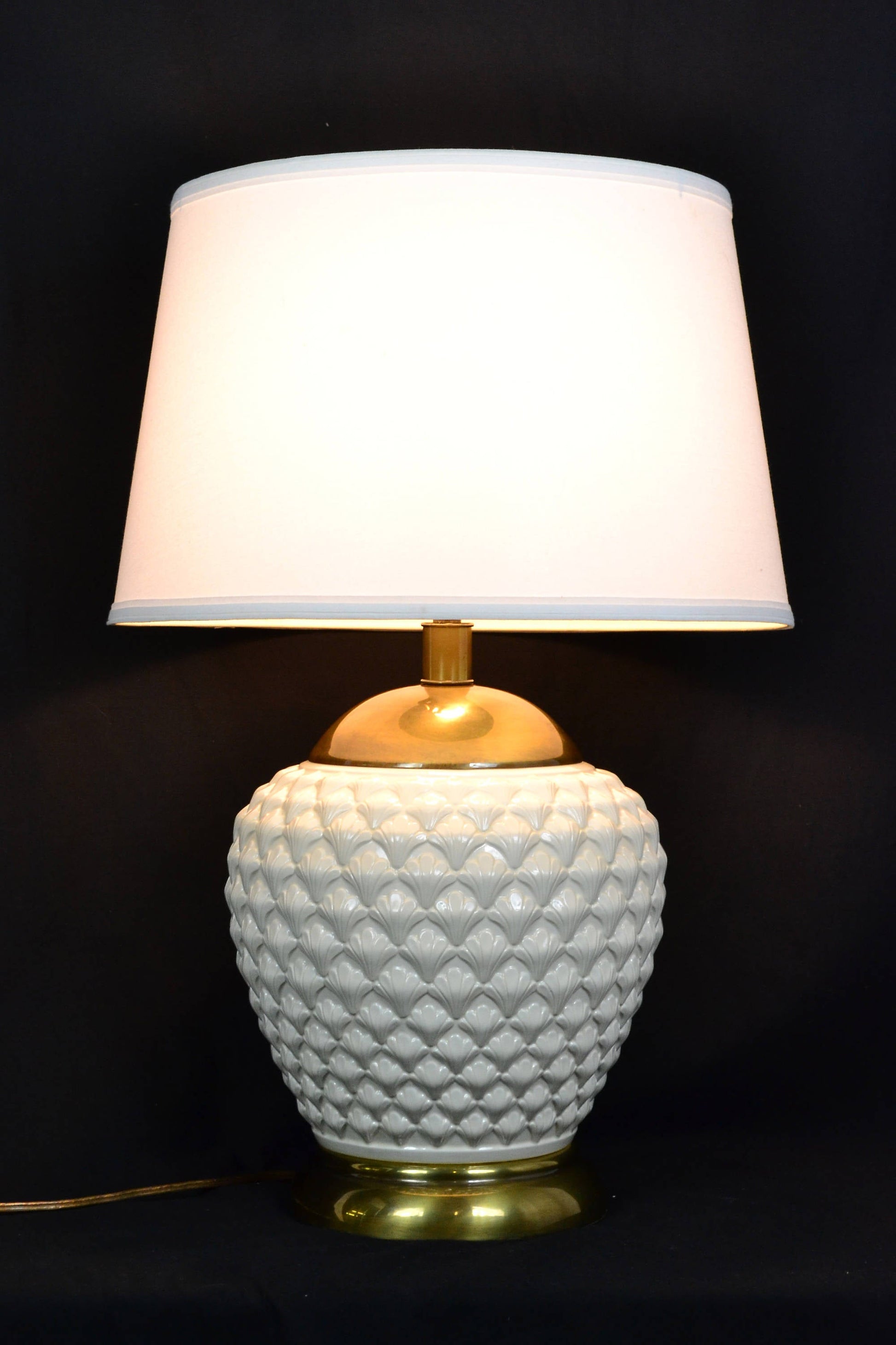 PAIR White Beehive Table Lamps by Frederick Cooper
