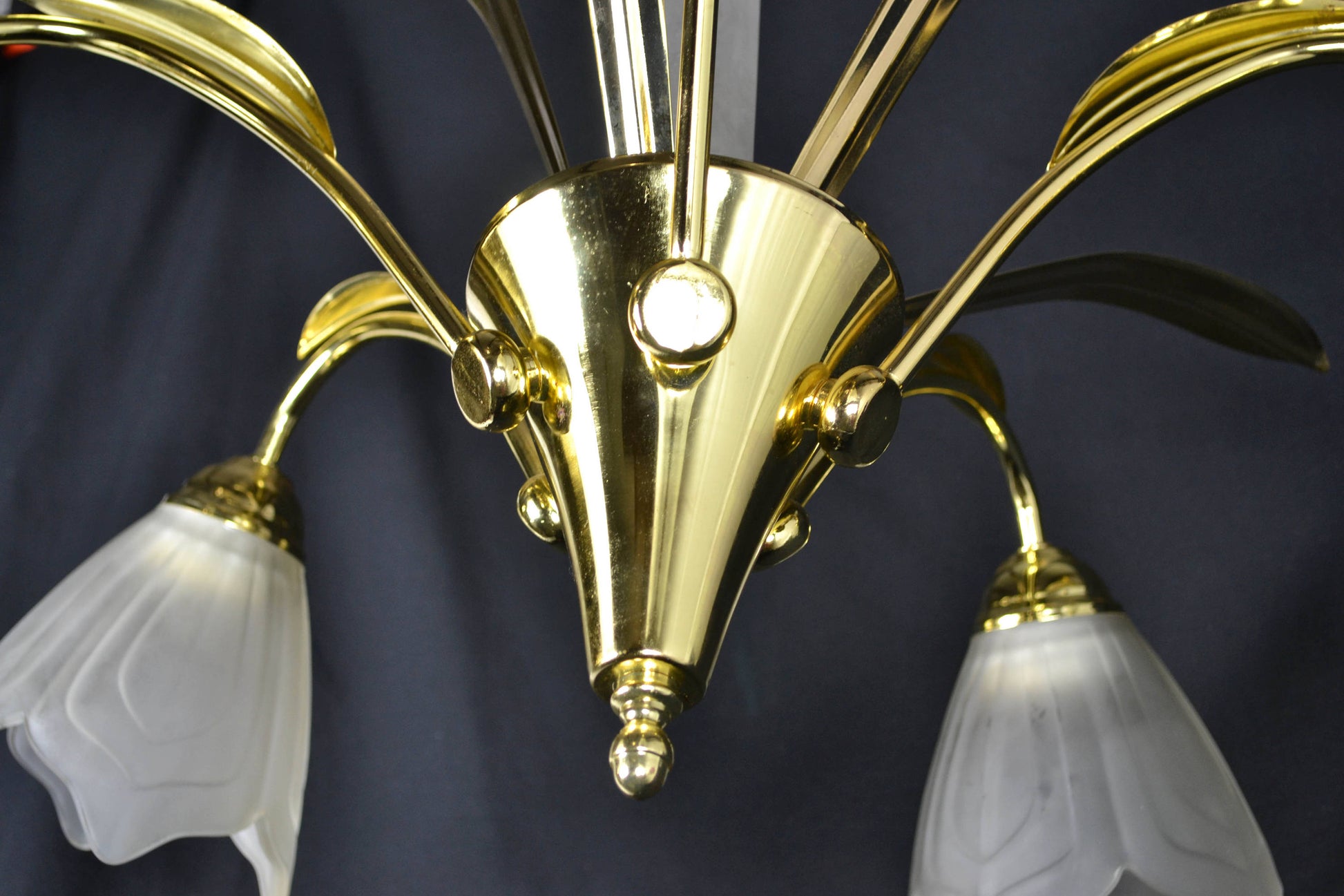 Glass | Brass 5-Arm Floral Chandelier
