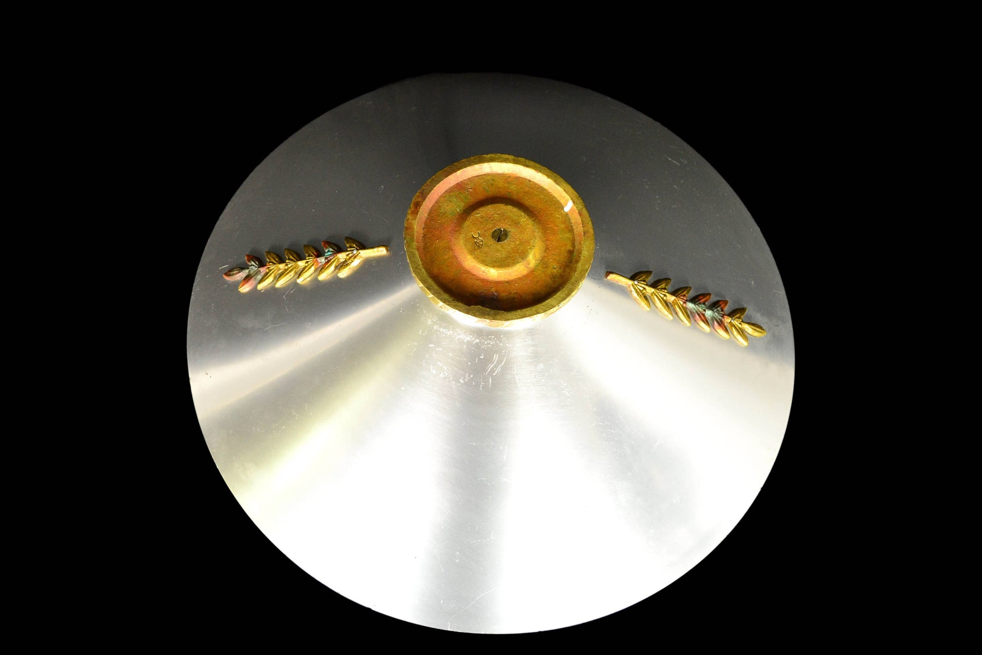 Aluminum Bowl with Brass Laurel Leaf 