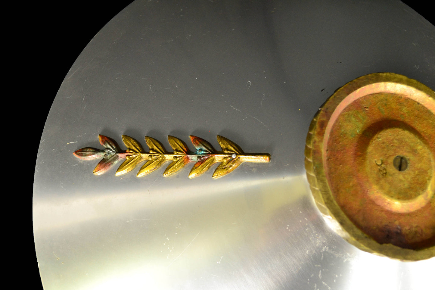 Aluminum Bowl with Brass Laurel Leaf 