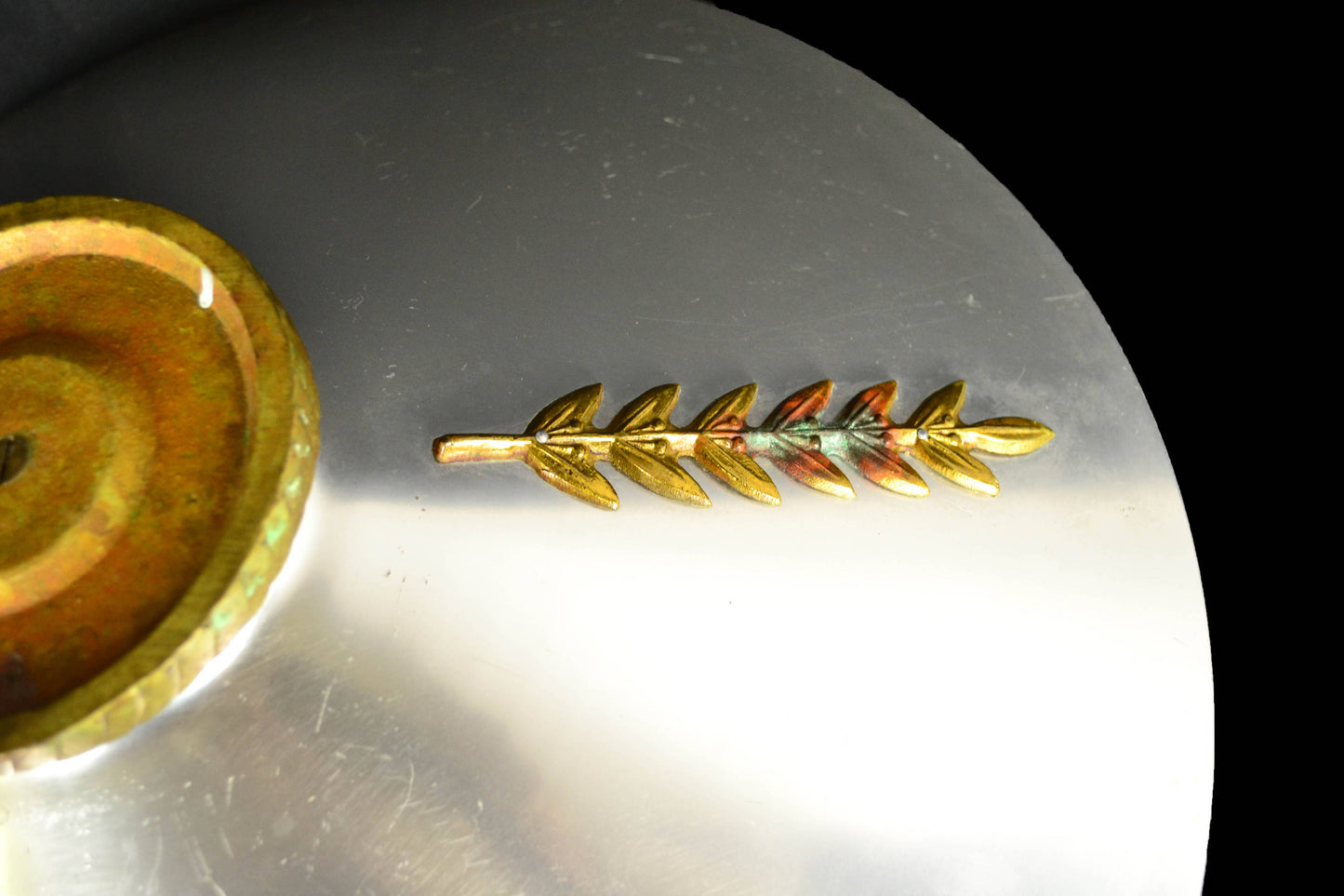 Aluminum Bowl with Brass Laurel Leaf 