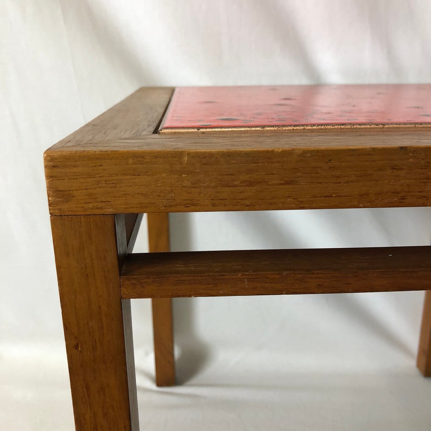 Brown Saltman Square Teak Orange Tile Table