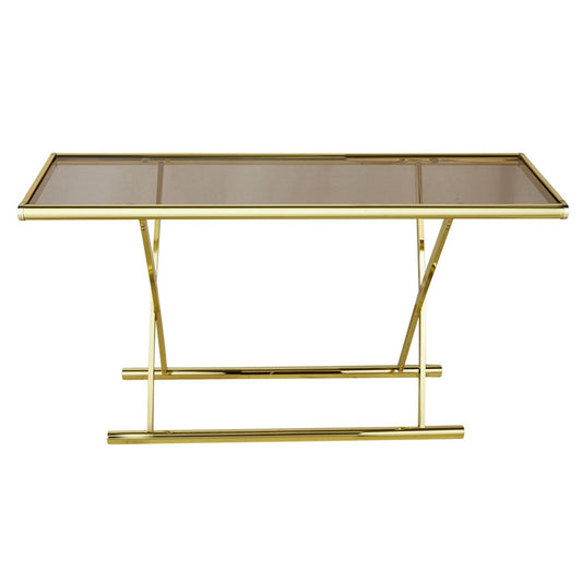 Brass Console Table | Smoked Glass | X-Base