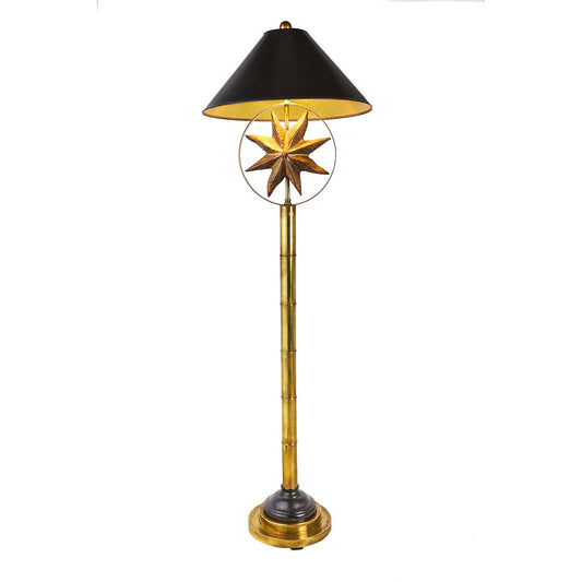 Gilt Wood Starfish & Brass Bamboo Floor Lamp by Hart Associates