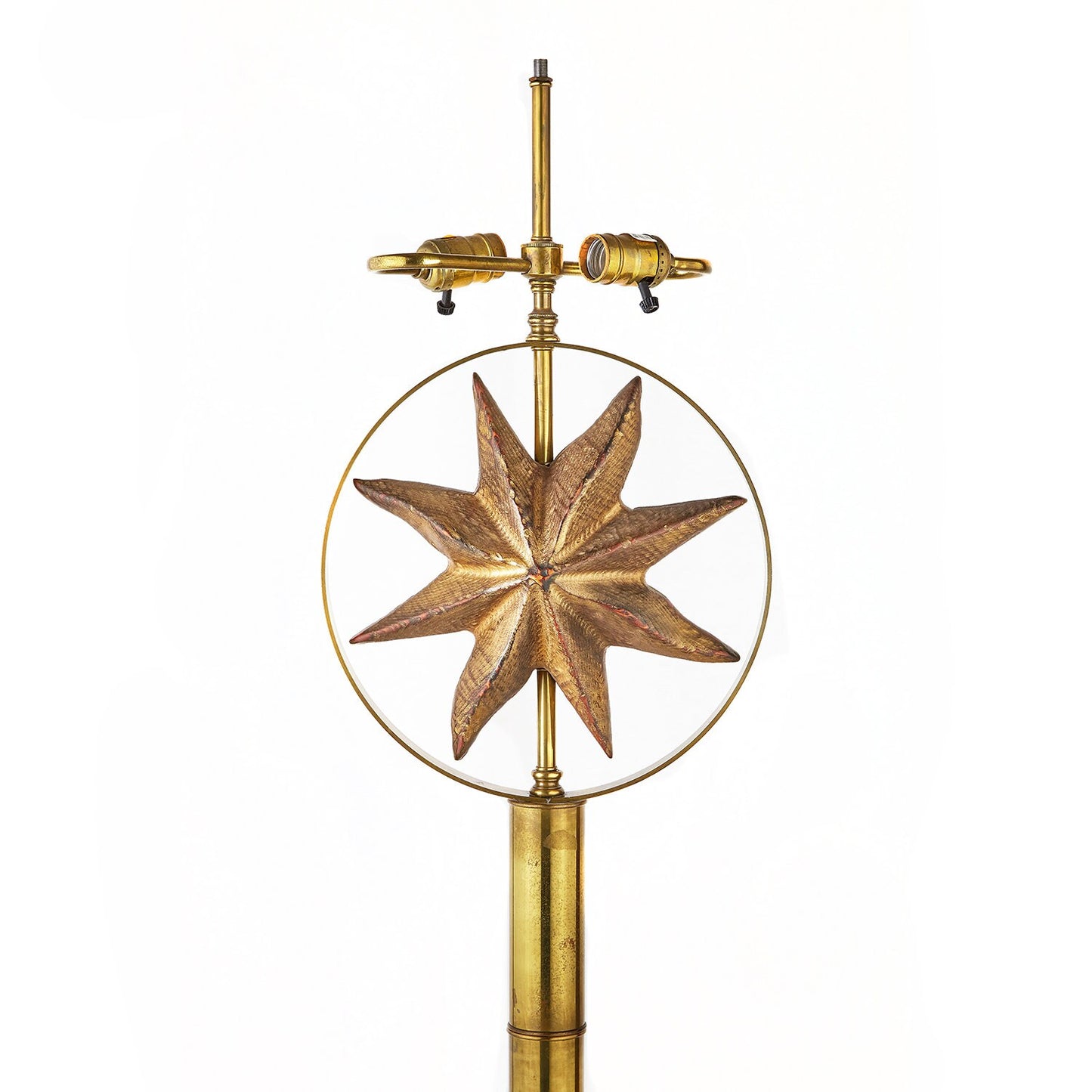 Gilt Wood Starfish & Brass Bamboo Floor Lamp by Hart Associates