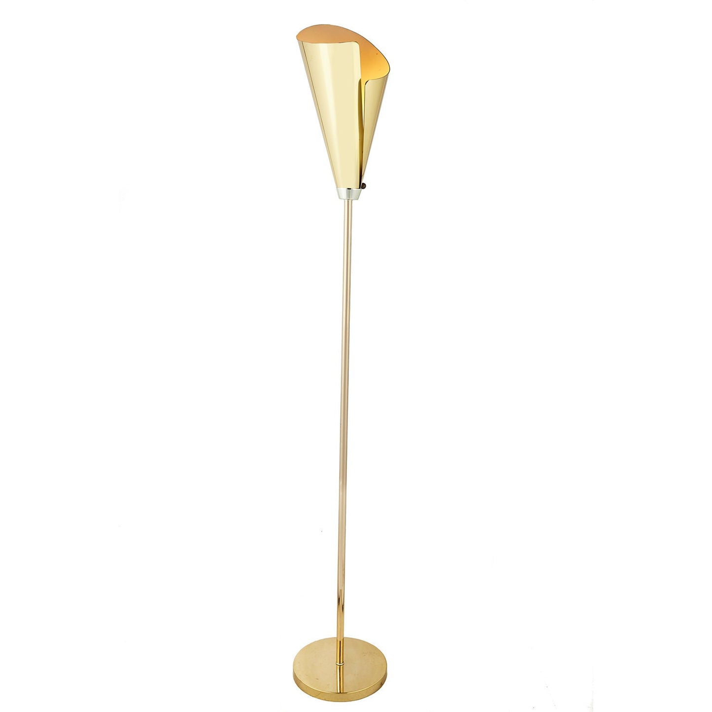 Brass Torchiere Floor Lamp | Cone Shade