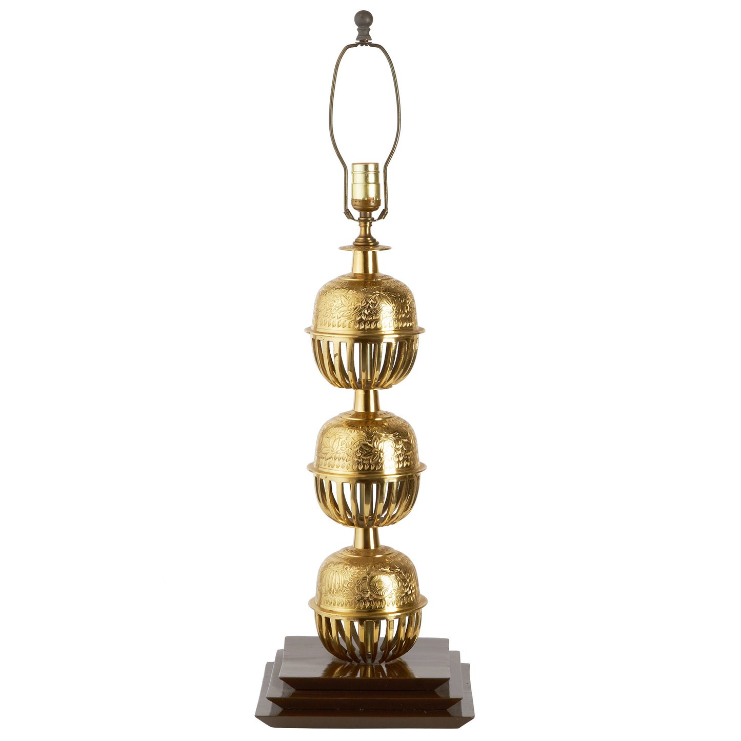 Large Table Lamp | Asian Decor | Brass Incense Balls