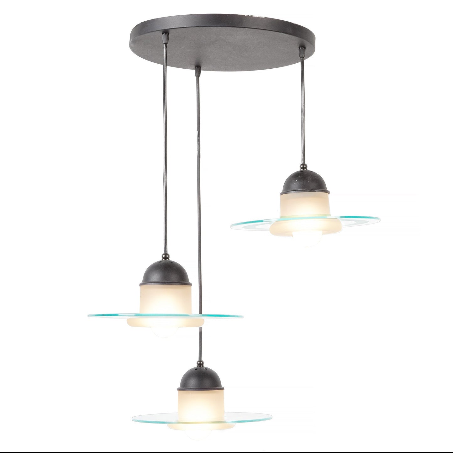 Modern Chandelier | Three Saucer Pendant Lights