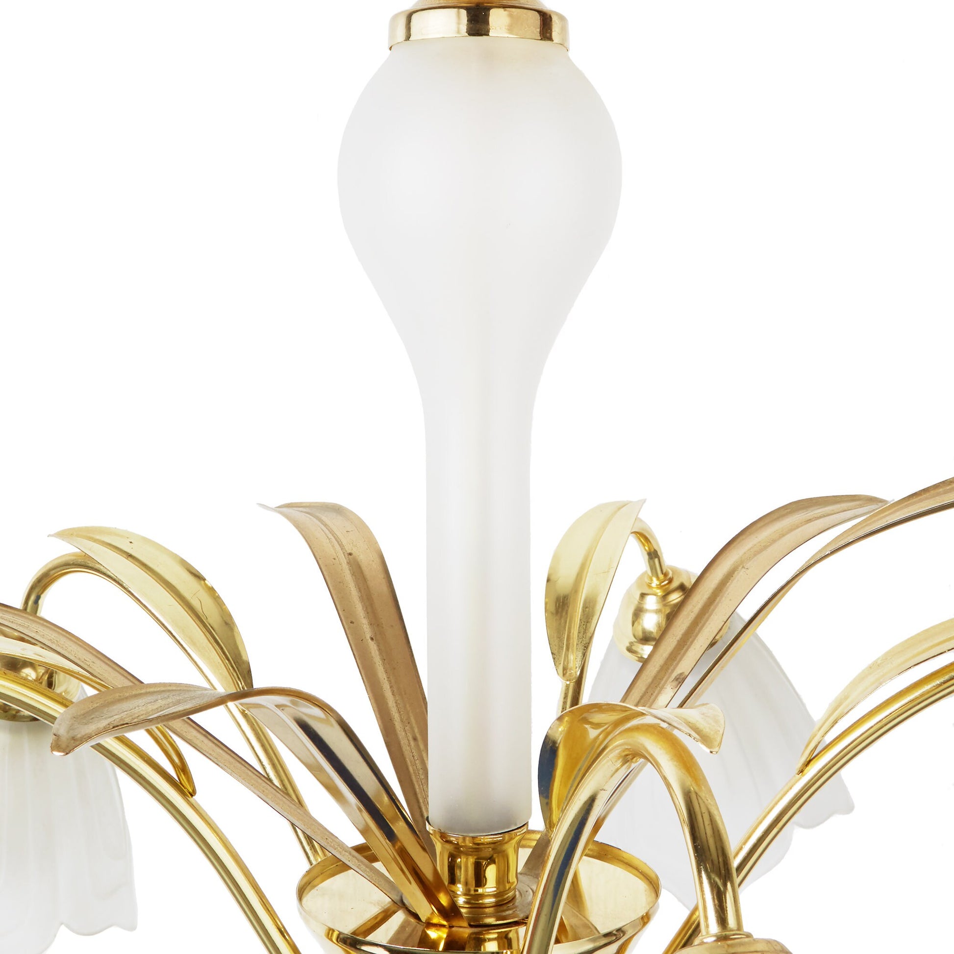 Glass | Brass 5-Arm Floral Chandelier