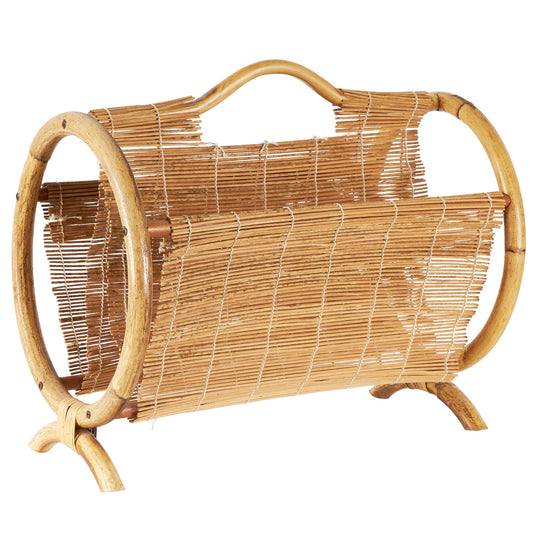 Midcentury Modern Round Bamboo Magazine Rack