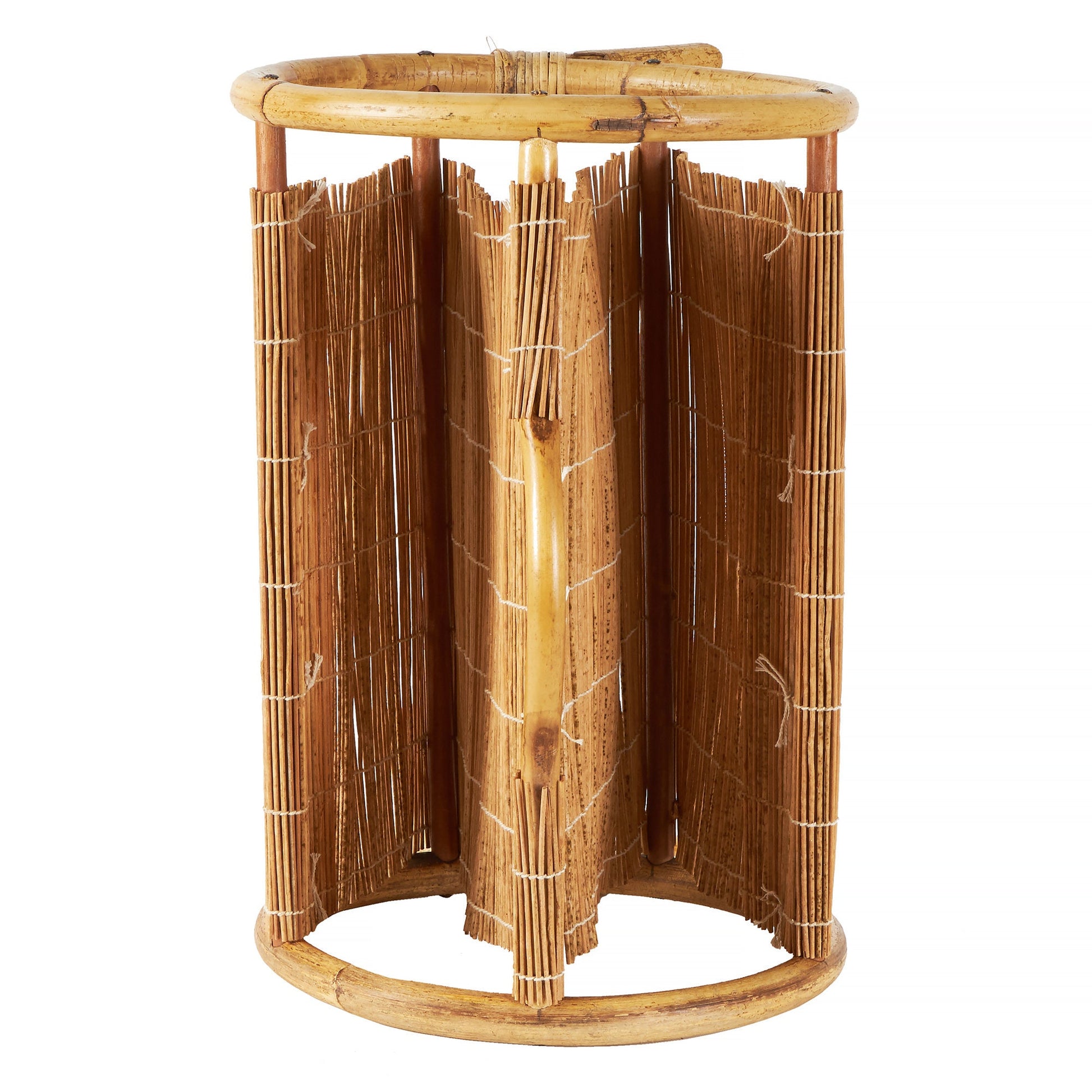 Midcentury Modern Round Bamboo Magazine Rack